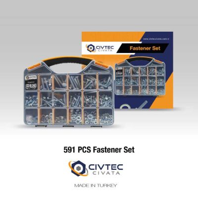 Civtec 591 Parça 20 Çeşit 8.8 Çelik Civata - Somun - Pul Seti TK-19 - 2