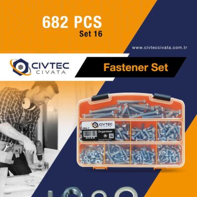 Civtec 682 Parça 16 Çeşit Ysb Vida - Somun - Pul Seti -Takım TK-16 - 8