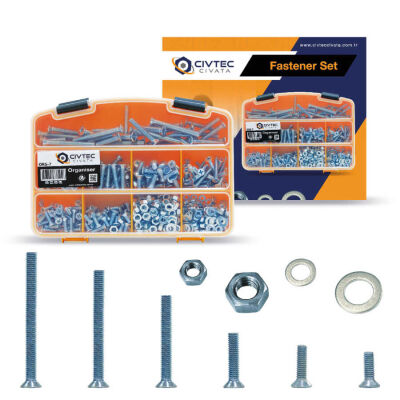 Cetin 682 Piece 16 Types Flat Head Screw - Nut - Washer Set-Tool Kit-17 - 1