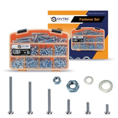 Cetin 682 Teil 16 Stück Linsenschrauben mit Kreuzschlitz H - Mutter - Scheibe Set-Tool TK-16 - 1