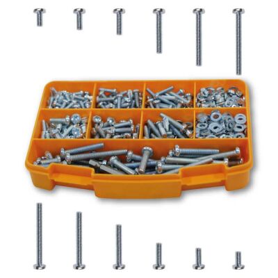 Cetin 682 Teil 16 Stück Linsenschrauben mit Kreuzschlitz H - Mutter - Scheibe Set-Tool TK-16 - 6