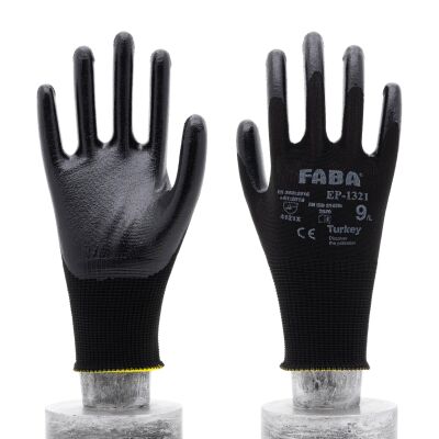 Faba EP-1321 Siyah Nitril Polyester Eldiven-XL - 3