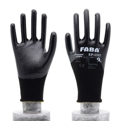 Faba EP-1322 Siyah Nitril Polyester Eldiven-XL - 3