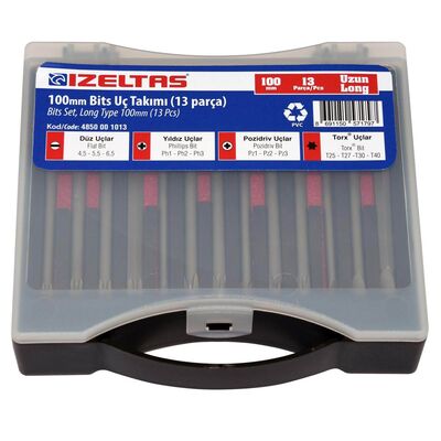 İzeltaş 100 mm 13 Parça Uzun Bits Takım - 1