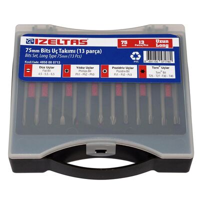 İzeltaş 75 mm 13 Parça Uzun Bits Takım - 1