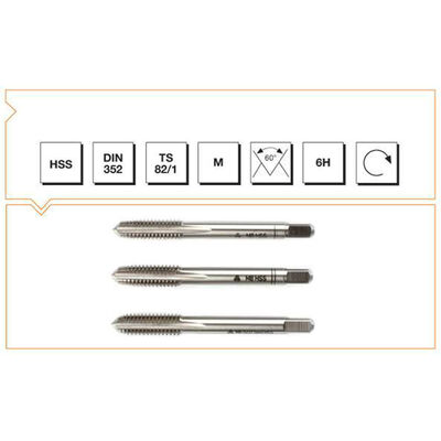 Makina Takım M28 HSS DIN 352 Metrik Normal Vidalı 3lü Takım Kılavuzu - 1