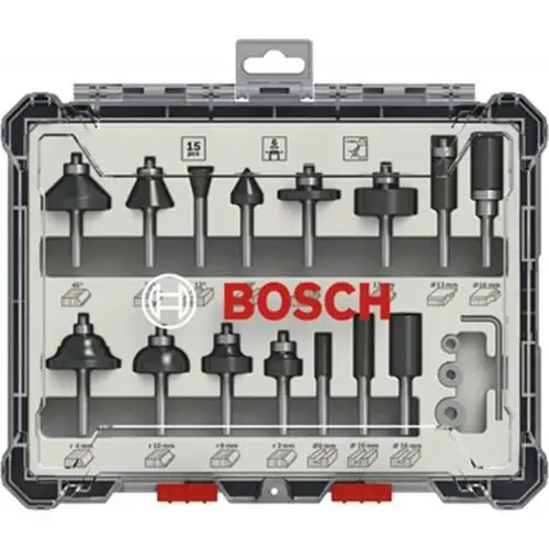 Bosch Professional Freze Ucu Seti 15'li Karışık 6 mm Şaftlı - 2607017471