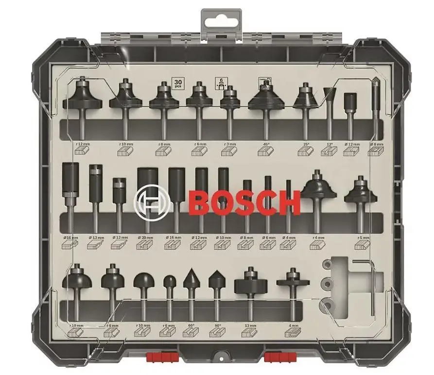 Bosch 6 mm Şaftlı 30'lu Karışık Freze Ucu Seti - 2607017474