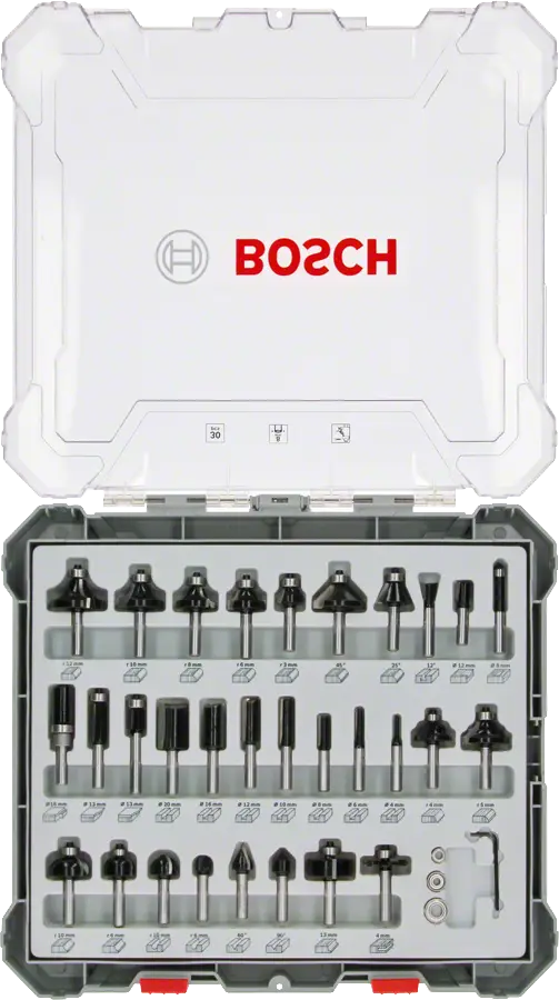 Bosch Profesyonel 30 Parça Karışık Freze Ucu Seti 8 mm Şaftlı - 2607017475