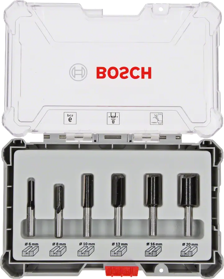 Bosch Profesyonel 6 Parça Düz Freze Ucu Seti 8 mm Şaftlı - 2607017466