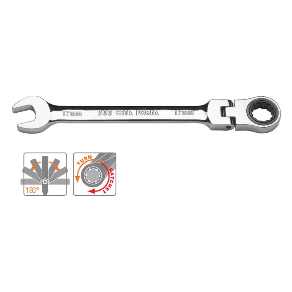 Ceta Form C-Gear Cırcırlı Kombine Anahtar(Mafsallı)9 mm - B06-09 - 6 Adetli Kutu Koli