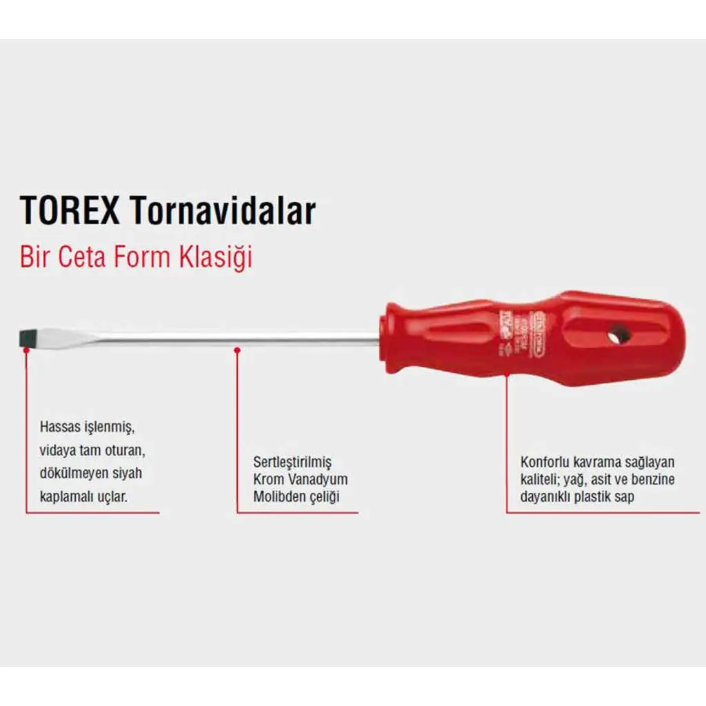 Ceta Form Torex Düz Uçlu Tornavida 4X75 mm - 4100/41M - 12 Adetli Kutu Koli