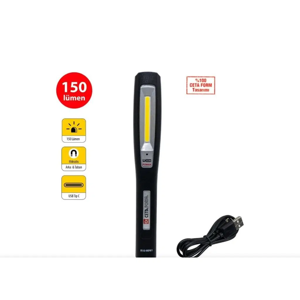 CETA R10-MINI1 Şarjlı LED Kalem Tipi Çalışma Lambası-150 Lümen - 5 Adetli Kutu Koli