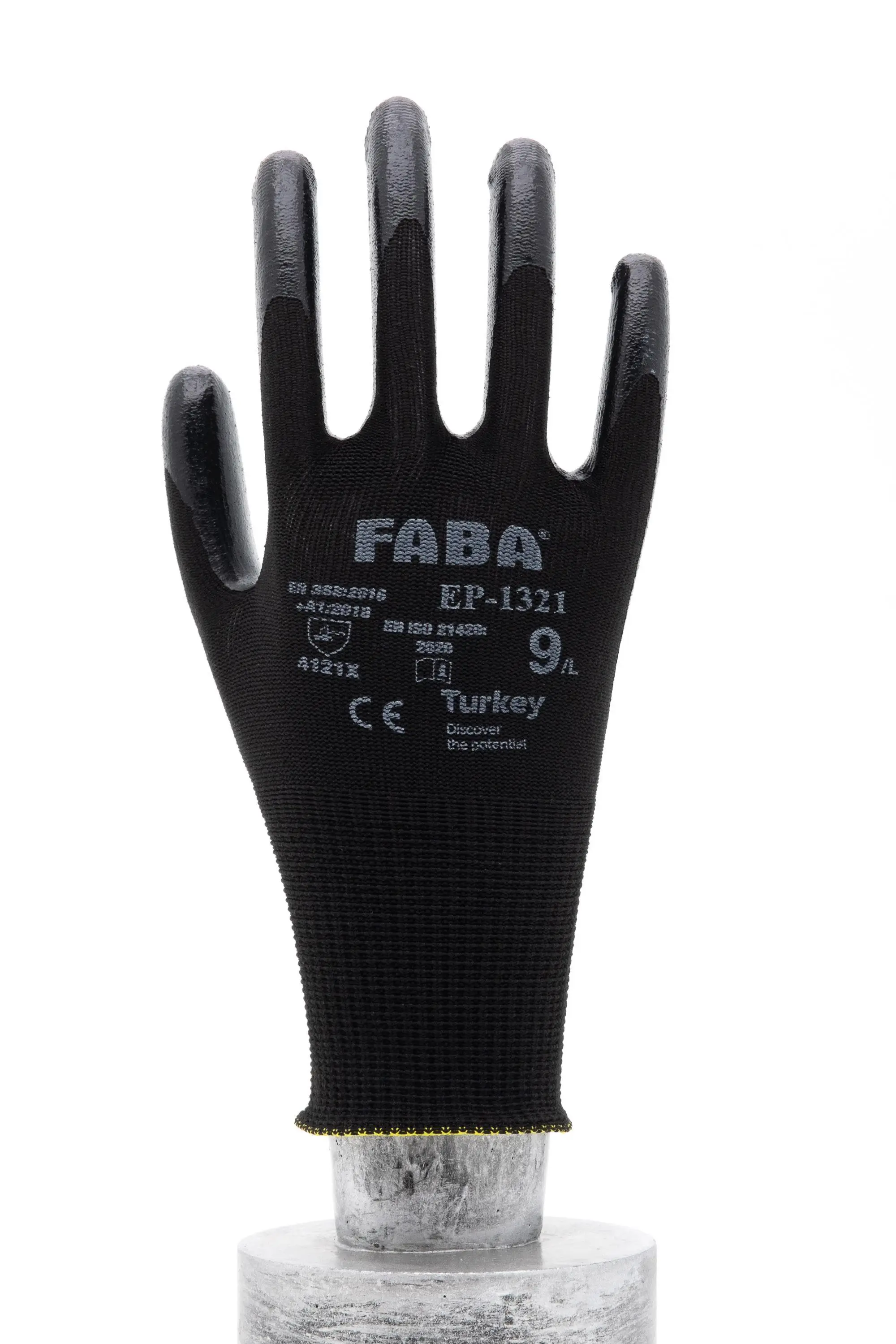 Faba EP-1321 Siyah Nitril Polyester Eldiven-XL