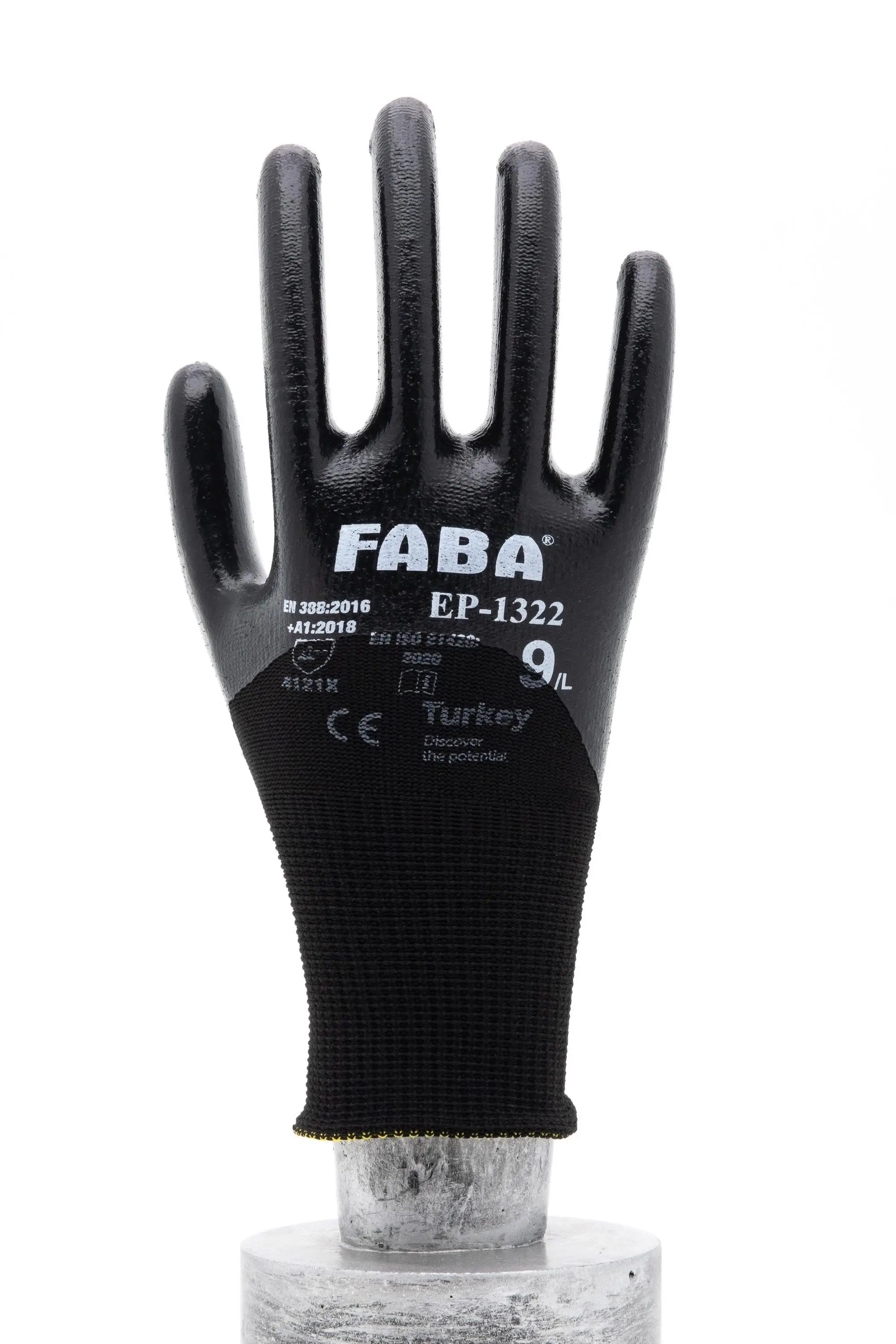 Faba EP-1322 Siyah Nitril Polyester Eldiven-L