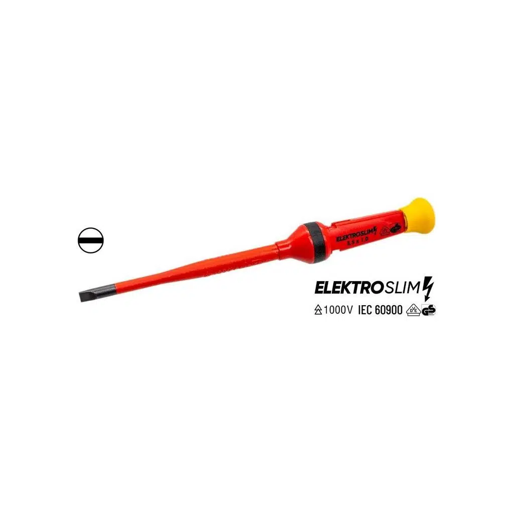 İzeltaş 1000V İzoleli Elektro Slim Düz Uçlu Tornavida 5.5x100 mm-İZELTAŞ 14000005332