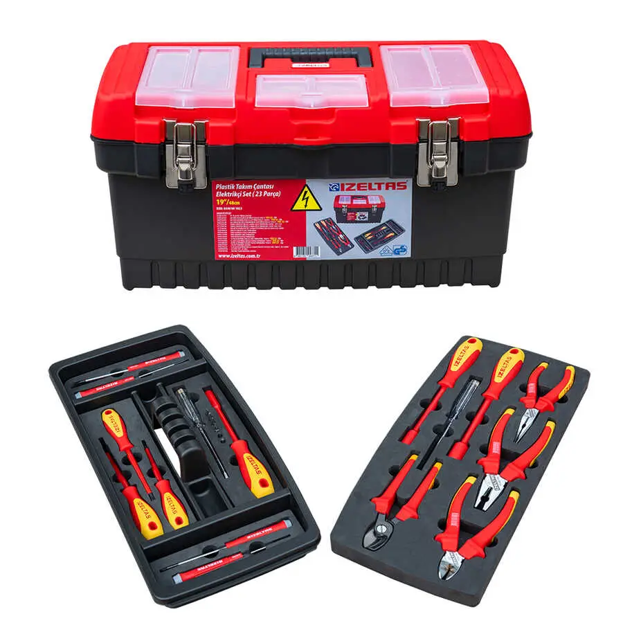İzeltaş 19'' Elektrikçi Set Plastik Takım Çantası Dolu (23 Parça) - İzeltaş 8440001023