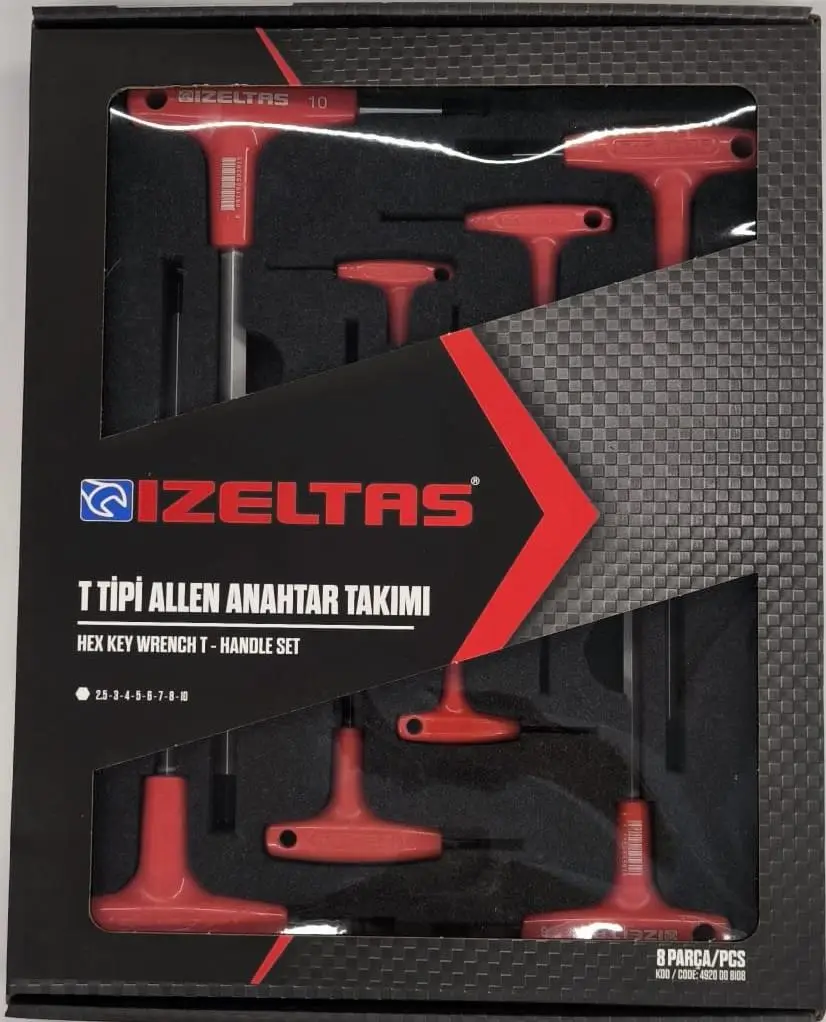 İzeltaş 8 Parça T Tipi Allen Anahtar Takımı - İzeltaş 4920008108