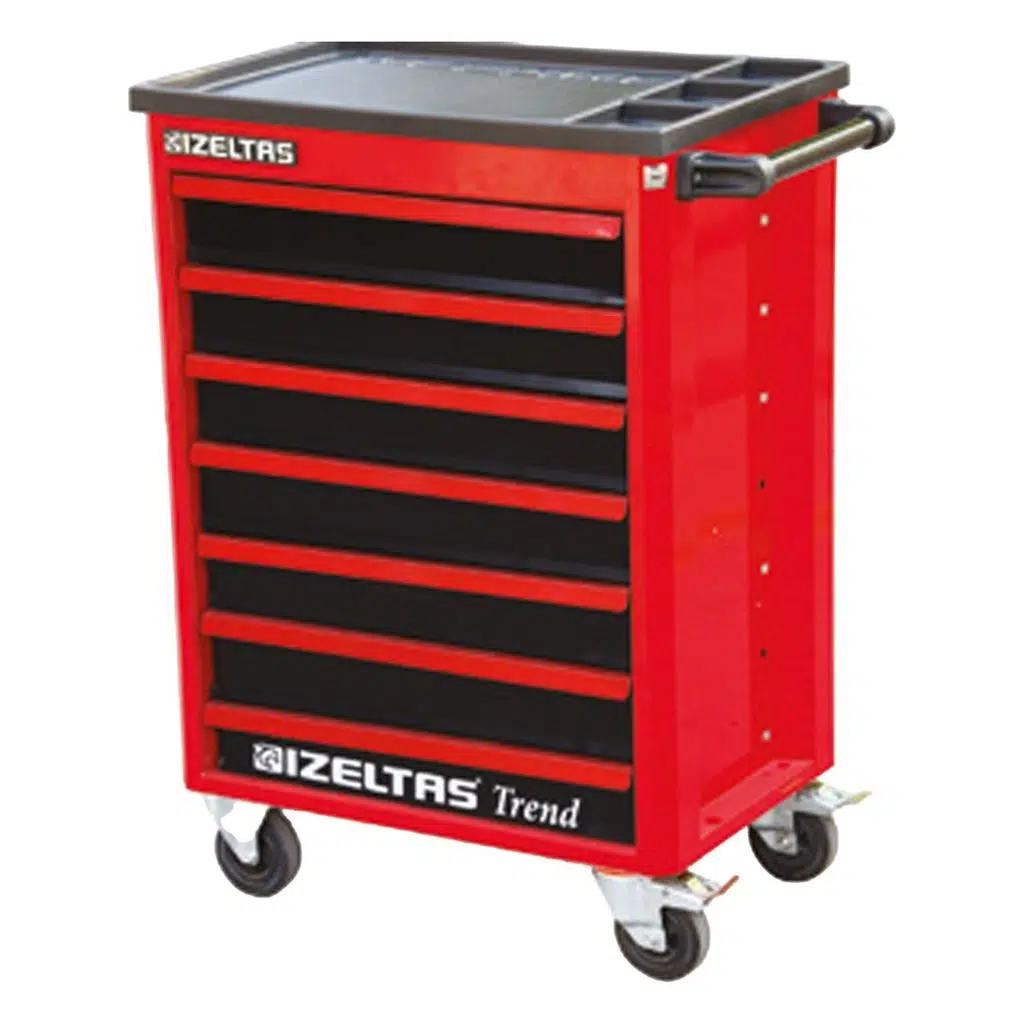 İzeltaş 7 Çekmeceli Kırmızı Dolu Trend Serisi Takım Dolabı - İZELTAŞ 8244007096