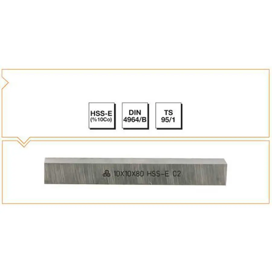 Makina Takım 10X10X100 HSS - E (%10Co) DIN 4964/B Kare Kesitli Torna Kalemi - MTE B00401010100