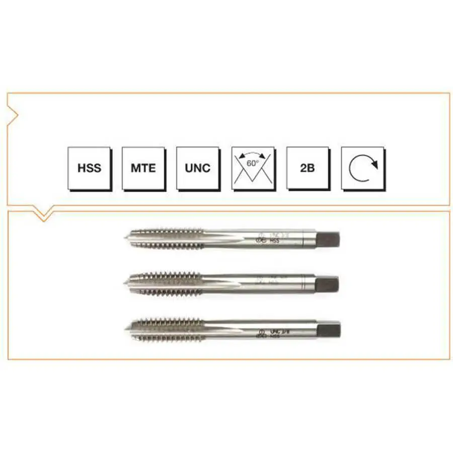 Makina Takım 3/4X10 HSS MTE Normu USA Normal Vidalı 3'lü Takım Kılavuzu UNC - MTE B00100141905