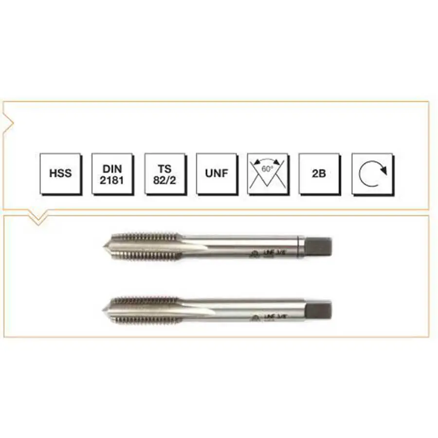 Makina Takım 3/8X24 HSS DIN 2181 USA İnce Vidalı 2'li Takım Kılavuzu UNF - MTE B00102060952