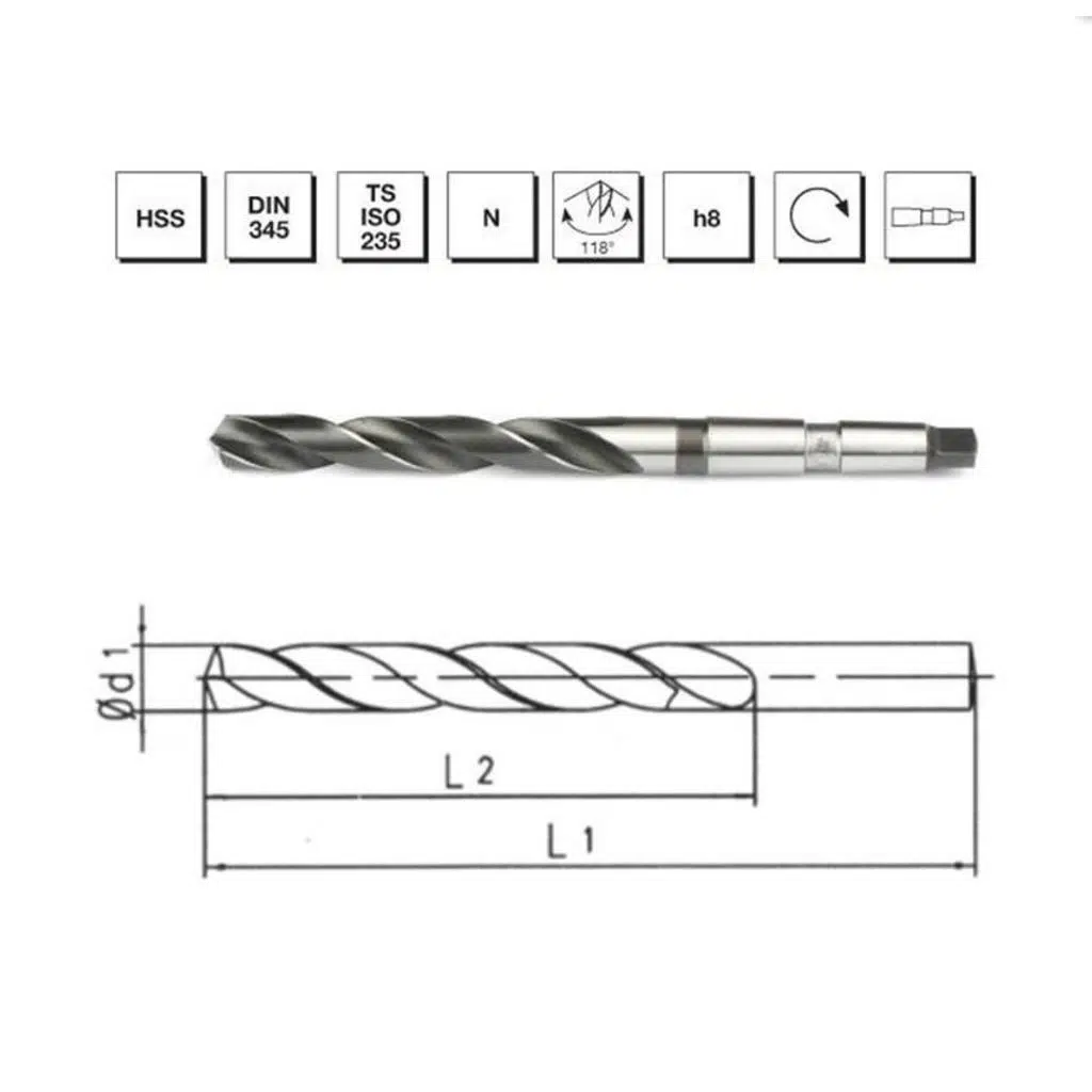 Makina Takım HSS 345 RN DIN Mors Konik Saplı Matkap Ucu 24.5mm - MTE B00004002450