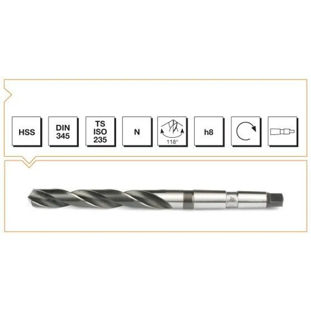 Makina Takım HSS DIN 345 RN Mors Konik Saplı Matkap Ucu 39.5 mm-MTE B00004003950