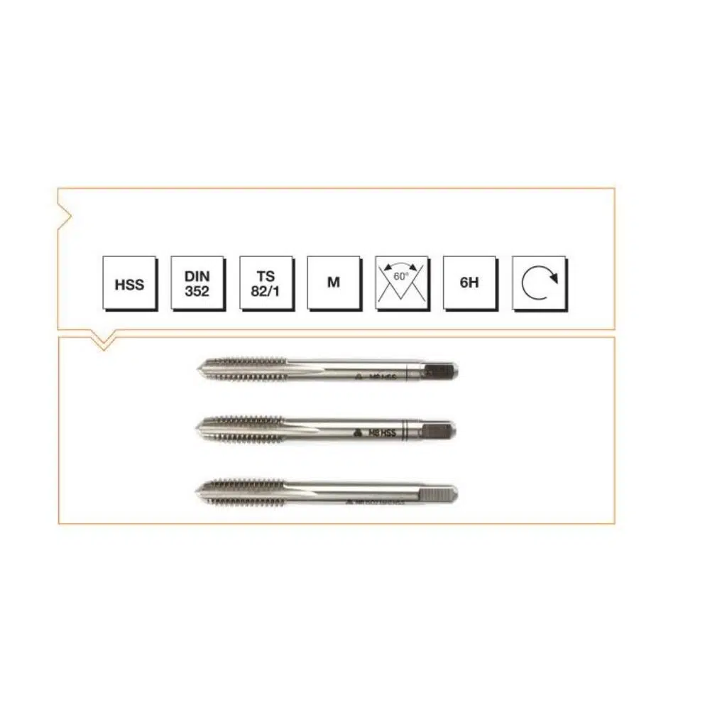 Makina Takım HSS DIN352 3'lü El Kılavuzu M4(6H) - MTE B00100040400
