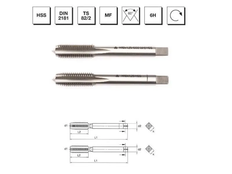 Makina Takım HSS DIN 2181 2'li El Kılavuzu M20X2(6H) - MTE B00102032008