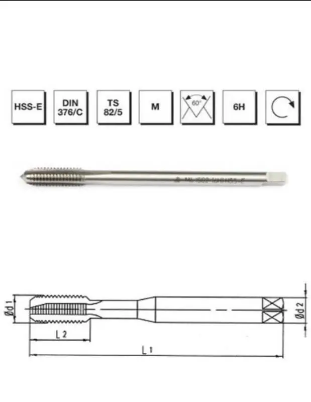 Makina Takım HSSE DIN 374/C 35 Helis Makina Kılavuzu M22X2 - MTE B00105790658