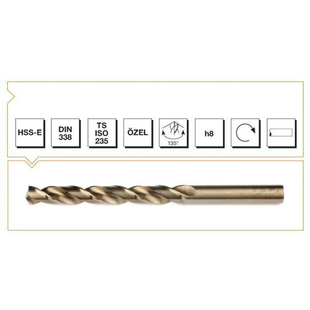 Makina Takım HSSE DIN 338 RN Altın Seri Matkap Ucu 1.9 mm - MTE B00005000190 - 10 Adetli Kutu Koli
