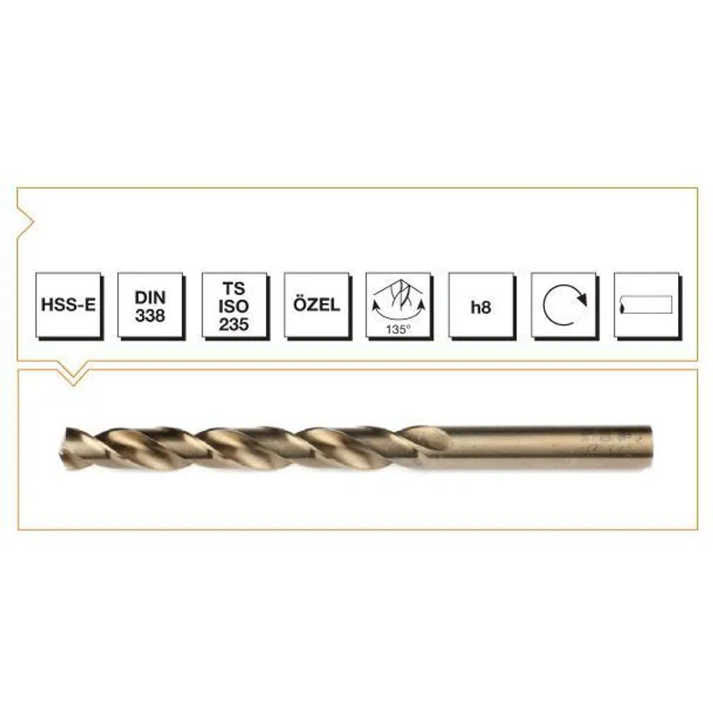 Makina Takım HSSE DIN 338 RN Altın Seri Matkap Ucu 3.1 mm - MTE B00005000310 - 10 Adetli Kutu Koli