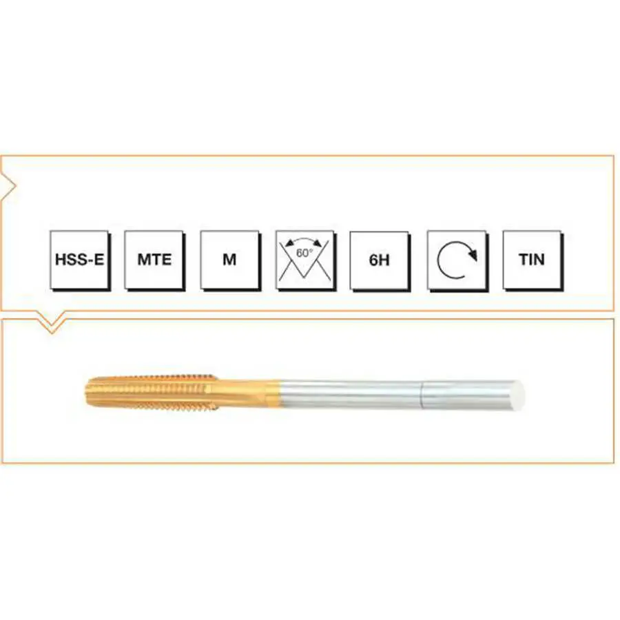 Makina Takım HSS-E Normu Yeni Nesil Tın Kaplı Somun Kılavuzu Metrik Normal Vidalı M12 - MTE B10106601200