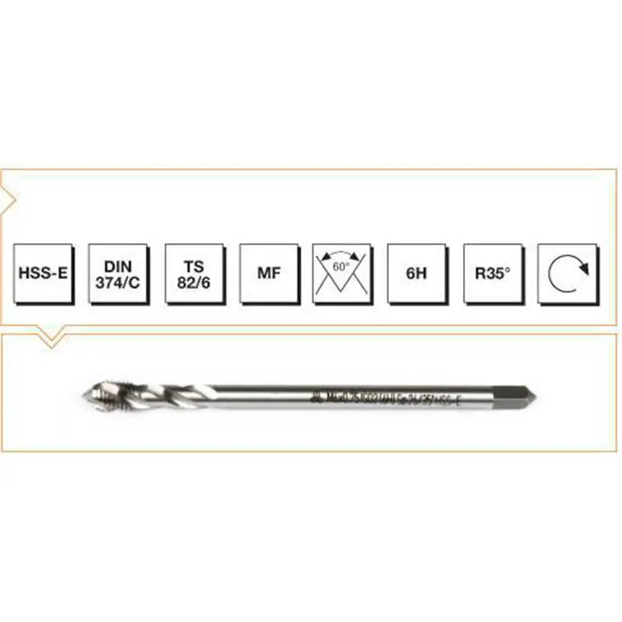 Makina Takım HSS-E DIN 374/C Metrik İnce Vidalı Helis Kanallı Makina Kılavuzu M24X1.5 - MTE B00105790551