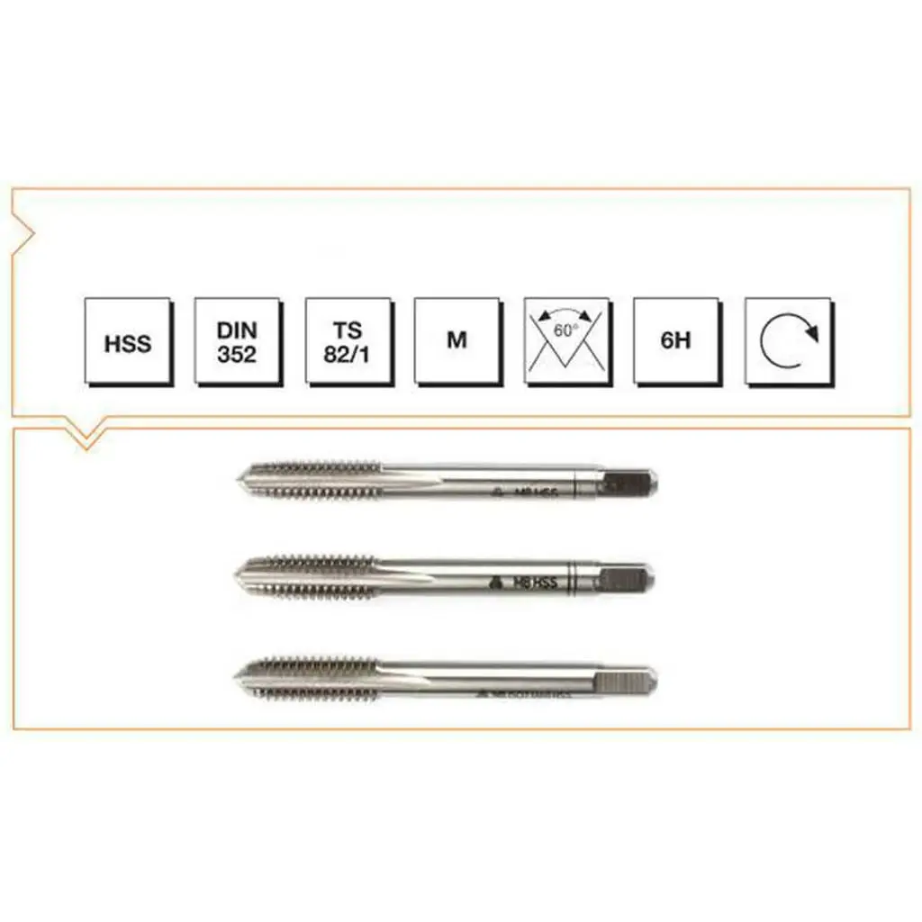 Makina Takım M8 HSS DIN 352 Metrik Normal Vidalı 3lü Takım Kılavuzu - MTE B00100040800