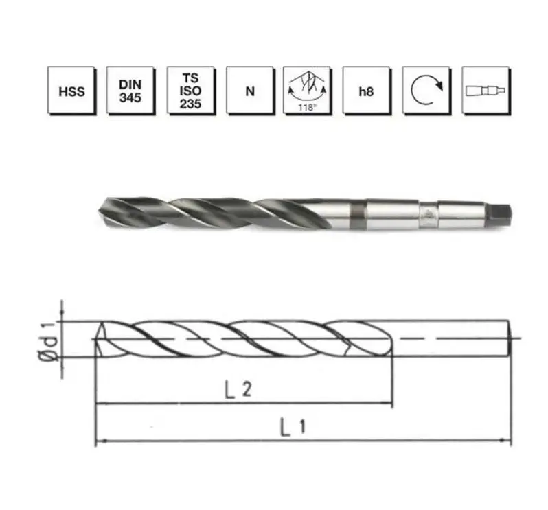 Makina Takım HSS DIN 345 Mors Konik Saplı Matkap Ucu 14.5 mm - MTE B00007401450