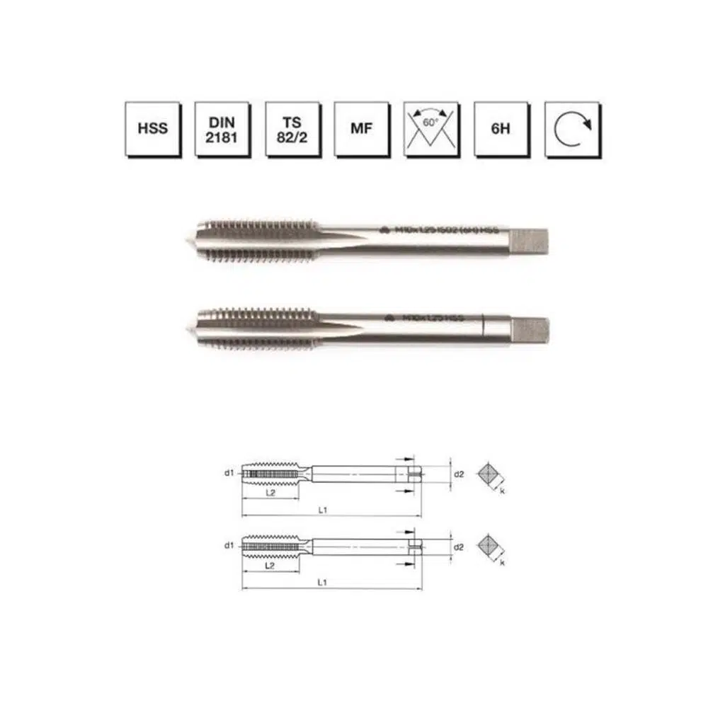 Makina Takım HSS DIN 2181 2'li El Kılavuzu M24 X1.5 (6H) - MTE B00102032406